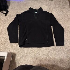 L.L. Bean Black Snap-Front Fleece Pullover